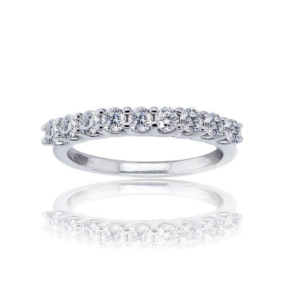 0.75 Ct. tw. Ladies 9 Stone Diamond Wedding Ring 14K Gold - Picture 4 of 6